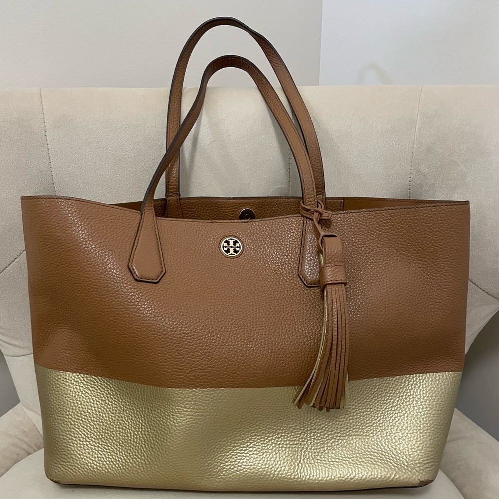 Tory Burch Large Hold/Tan Tote